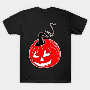 Happy Hallowin Party Halloween day red pumpkin pixel art T-Shirt